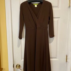 Vintage Sigrid Olsen Size Small Brown Polyester Wrap Dress
